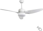 Lineme Etesian 02-00164 Ventilator de Tavan 130cm cu Lumină și Telecomandă Alb