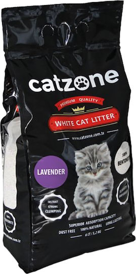 Catzone White Cat Litter Άμμος Γάτας Μπετονίτης με Άρωμα Λεβάντα 10kg