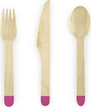 Wooden Cutlery-Fuchsia set of 18 pieces.