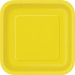 Πιάτα φαγητού τετράγωνα κίτρινα μονόχρωμα 23εκ. 14τεμ.