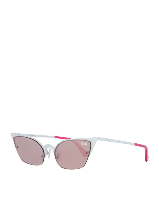 Victoria's Secret Women's Sunglasses with White Metal Frame and Pink Mirror Lens PK0016 25Z