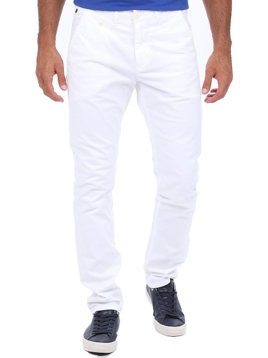Staff Culton Ανδρικό Παντελόνι Chino Ελαστικό σε Slim Εφαρμογή Λευκό
