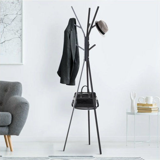 HomCom Cuiere de podea Metal Negru 45x45x180cm