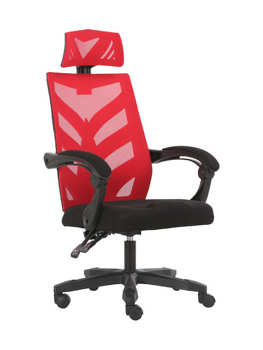 Καρέκλα Γραφείου με Ανάκλιση και Ρυθμιζόμενα Μπράτσα W-09 Κόκκινη Fylliana