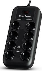 CyberPower 8-Outlet Power Strip with USB and Surge Protection Black