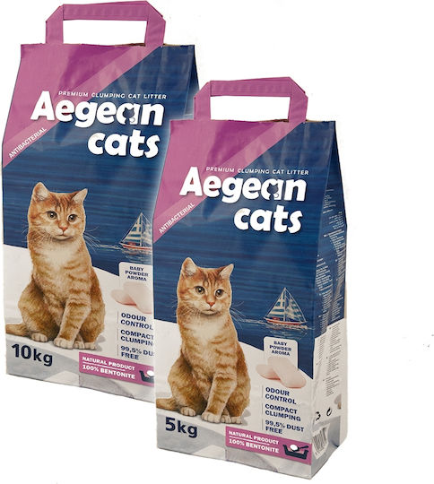 Aegean Cats Bentonite Cat Litter Fine-Grained with Scent Baby Powder 5kg