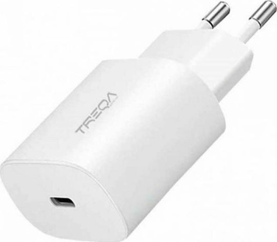 Treqa Ladegerät ohne Kabel mit USB-C Anschluss 18W Stromlieferung Weißs (CS-222)