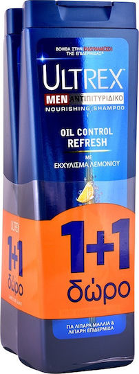 Ultrex Men Oil Control Fresh Shampoos against Dandruff & Hair Loss for Oily Hair 2x360ml