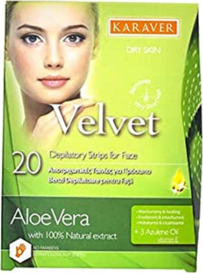 Karaver Velvet Ленти за Обезкосмяване за Лице Алое вера 20бр