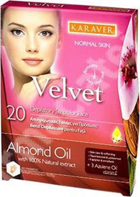 Karaver Velvet Ταινίες Αποτρίχωσης για το Πρόσωπο Almond Oil 20τμχ