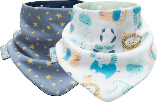 Cheeky Chompers Μπαντάνα από 100% Βαμβάκι με Κουμπί Neckerbib Cheeky Animals & Midnight Stars για 2 m+ 2τμχ