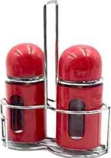 Homestyle Como Salz- und Pfefferset Glas mit Gestell Red 2Stück