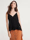 Superdry Women's Summer Blouse with Straps & V Neckline Black