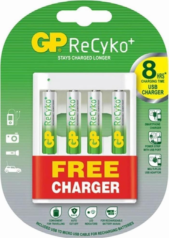 GP Batteries ReCyko USB Charger +4x AAA 2100mAh Skroutz.gr
