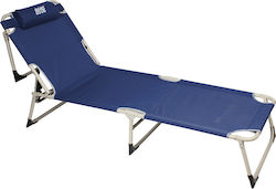 Keskor Foldable Metallic Beach Sunbed Blue with Pillow 187x61.5x30cm