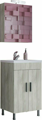 Drop Roma 50 Bench with Washbasin & Mirror Glossy Lacquer L50xW39xH80cm Beige