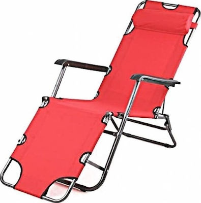 Lounger-Armchair Beach with Recline 2 Slots Red Waterproof 168x60x79cm