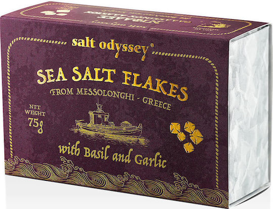Salt Odyssey Mesolongi Flakes Sea Salt with Basil & Garlic 75gr