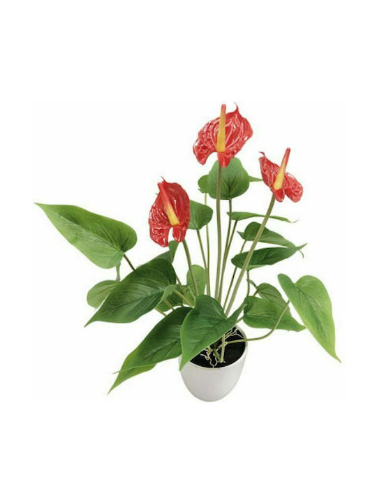 Artificial Plant in Pot Tailflower (Anthurium) Red 43cm Marhome