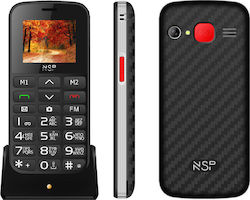 NSP 2000DS Dual SIM Mobile Phone with Big Buttons Black Silver