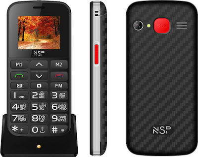 NSP 2000DS Dual SIM Κινητό με Μεγάλα Κουμπιά Black Silver