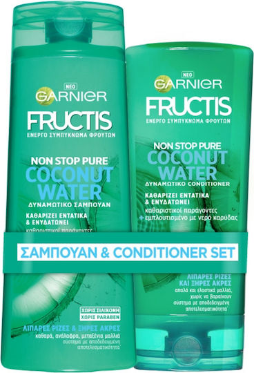 Garnier Fructis Non Stop Pure Coconut Water Σετ Περιποίησης Μαλλιών Ενυδάτωσης για Λιπαρά Μαλλιά με Σαμπουάν & Conditioner 2τμχ