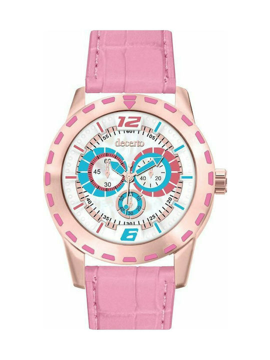 Decerto Happy Watch with Pink Leather Strap