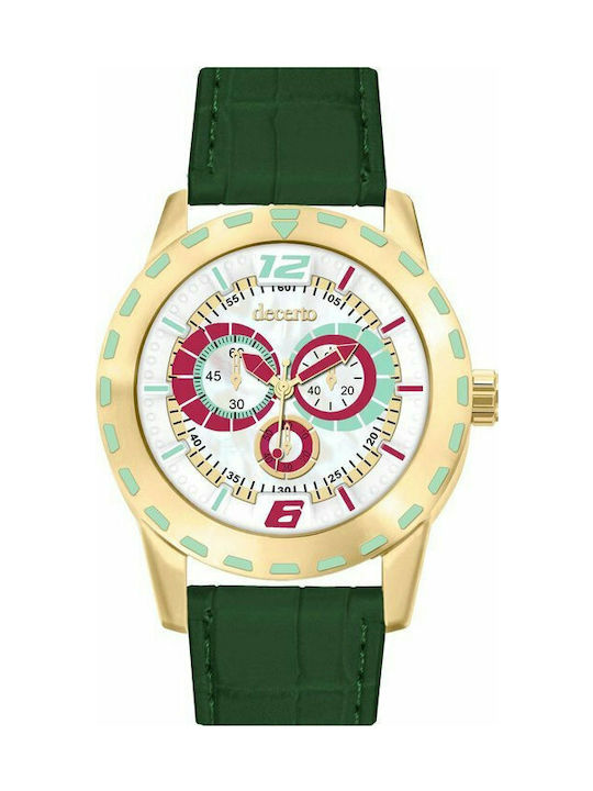 Decerto Happy Watch with Green Leather Strap