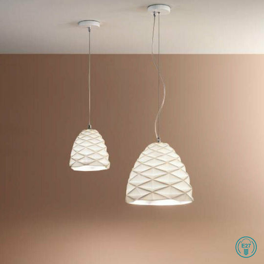 Fabas Luce Duchessa Pendant Light White Bell with Socket E27 30x200cm