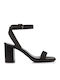 Sante Leder Damen Sandalen mit Chunky hohem Absatz in Schwarz Farbe