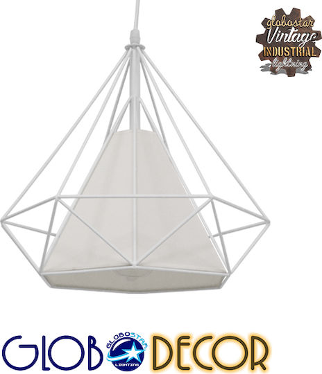 GloboStar Kairi Deckenleuchte Weißes Raster mit Lampenbirnensockel E27 38x39x39cm