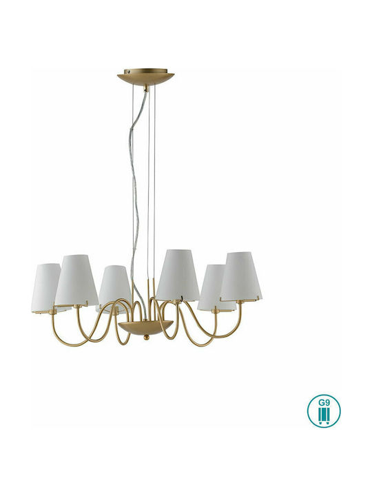 Fan Europe Canto Kronleuchter 6xG9 Ø65.6cm mit Schirmen Gold I-CANTO/6