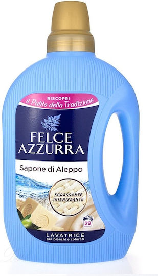 Felce Azzurra Concentrated Liquid Detergent with Fragrance Sapone Di Aleppo for Whites & Coloreds Clothes 1.595lt (29 Measuring Cups)