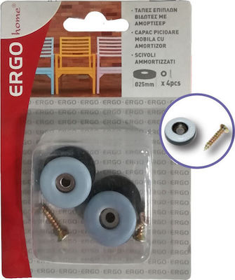 ERGOhome 570607.0002 Round Furniture Protectors with Screw 25mm 4pcs