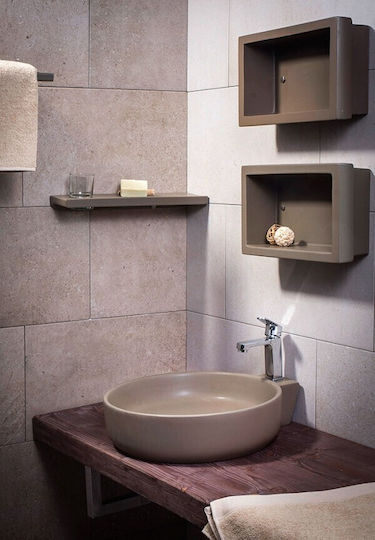 Adamidis Cupa M Επικαθήμενος Νιπτήρας Πορσελάνης 44x52x17cm Tabacco