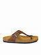 Plakton 101671 Leather Women's Flat Sandals Anatomic Roble Brown