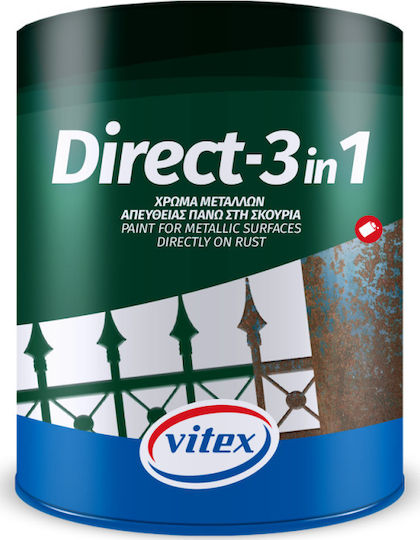 Vitex Χρώμα Αντισκωριακό Διαλύτου Direct-3 In 1 0.75lt Λευκό Γυαλιστερό