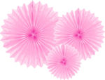 Decorative hanging fans pink 3pcs.