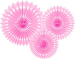 Decorative hanging fans pink 3pcs.