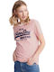 Superdry Vintage Logo Stripe Entry Γυναικείο T-shirt Ροζ