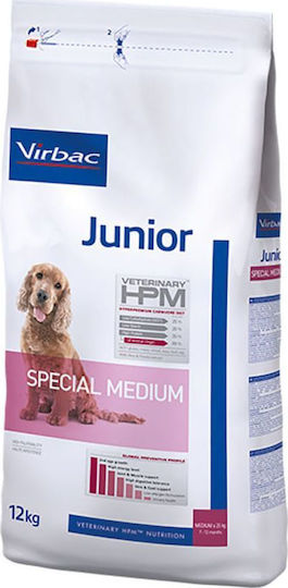 Virbac Junior Special Medium 12kg Hrană Uscată pentru Căţei de Rase Medii cu Carne de porc, Pui, Orez, Cartofi și Păsări de curte
