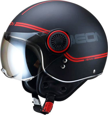 Beon B-110B Jet Helmet ECE 22.05 Matt Black Red BEONB110BLR