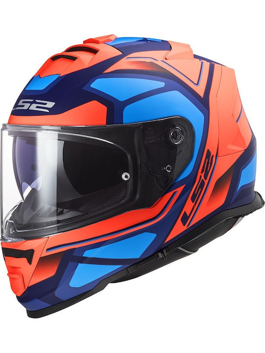 LS2 FF800 Storm Faster Full Face Helmet with Sun Visor ECE 22.05 1400gr Fluo Orange / Blue