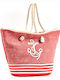 Verde 14-0034 Fabric Beach Bag with design Anchor Red