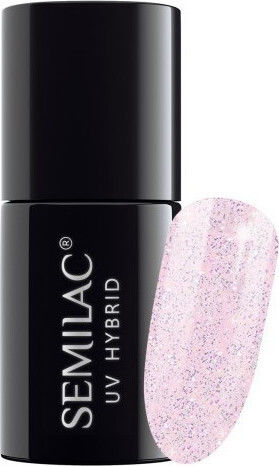 Semilac Classic Semi-Permanent Nail Polish Glitter Delicate Pink 806 with Glitter 7ml 1pcs