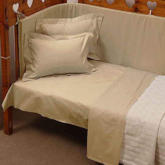 Anna Riska Prestige Set Baby Bettlaken Für Krippe Baumwolle Beige 120x165cm 3Stück