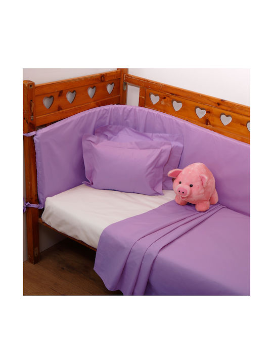 Anna Riska Prestige Set Baby Bettlaken Für Krippe Baumwolle Flieder 120x165cm 3Stück