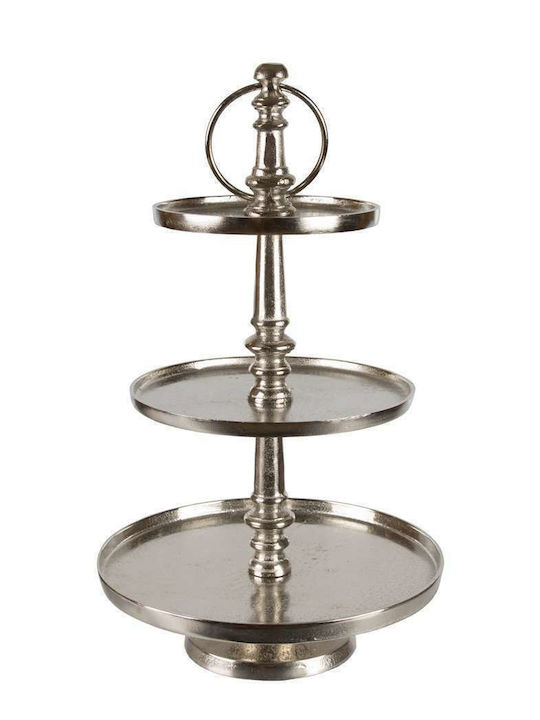 Art et Lumiere Metallic Dessert Tower Stand with 3 Tiers Silver Ø25cm