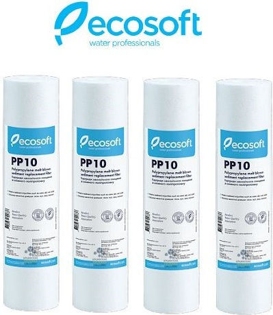 Ecosoft Filtru de Apă de Înlocuire pentru Blat și Sub Blat din Polipropilenă 10" PP10 10 μm - micrometru 4buc