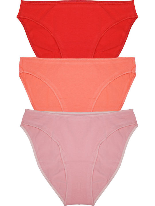 Βαμβακερά Women's Slip 3Pack Red/Coral/Pink